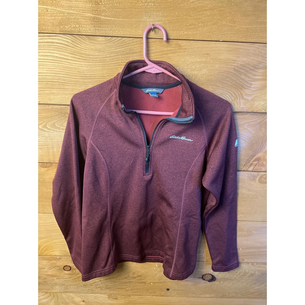 Eddie Bauer First Ascent Quarter Zip Pullover Women's Medium Burgundy Red Active